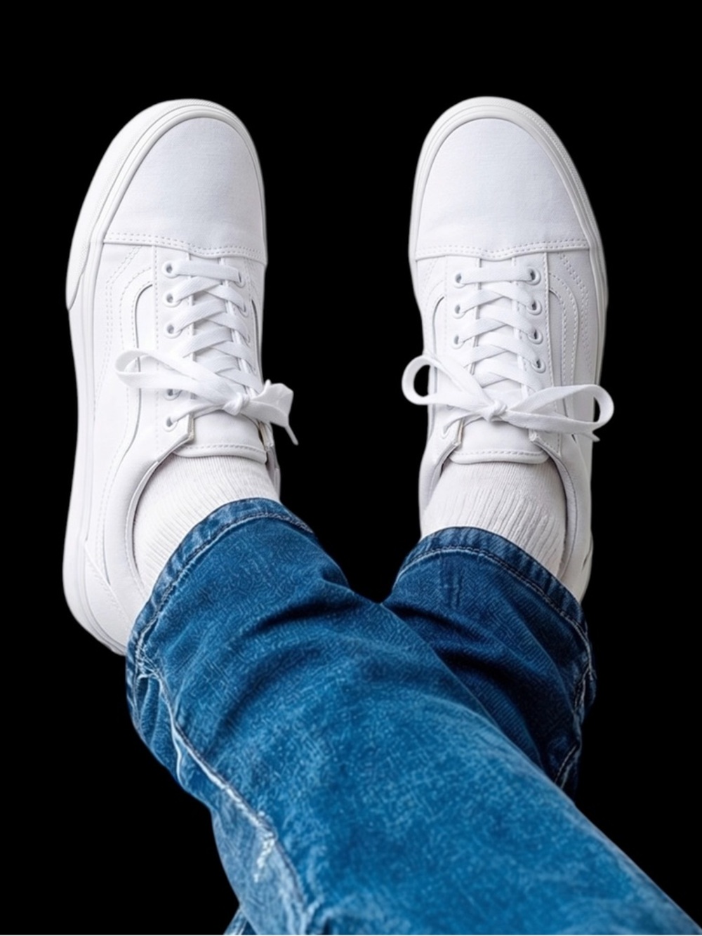 Vans Classic Old Skool 
White Canvas Skate Shoe